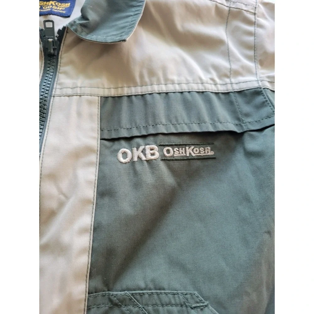 Vintage Oshkosh Green Tan Windbreaker‎ Jacket 2T